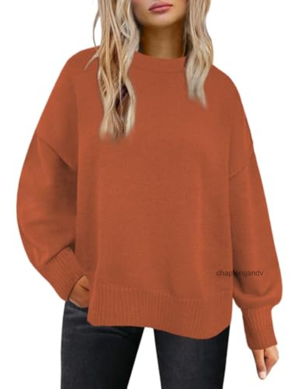 Oversized Crewneck Sweater Pullover Long Sleeve Loose Fit Tunic Top